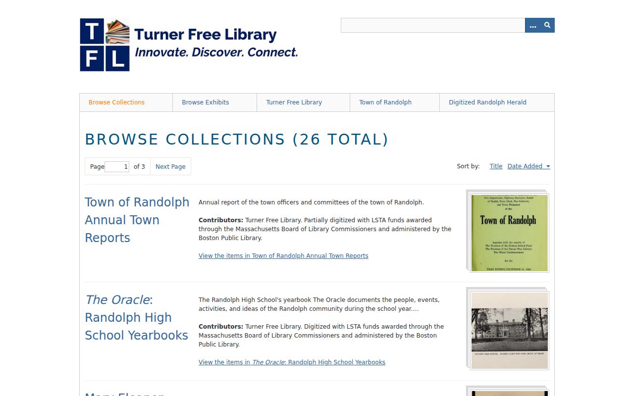 Randolph city directory companion source in Turner Digital History collections