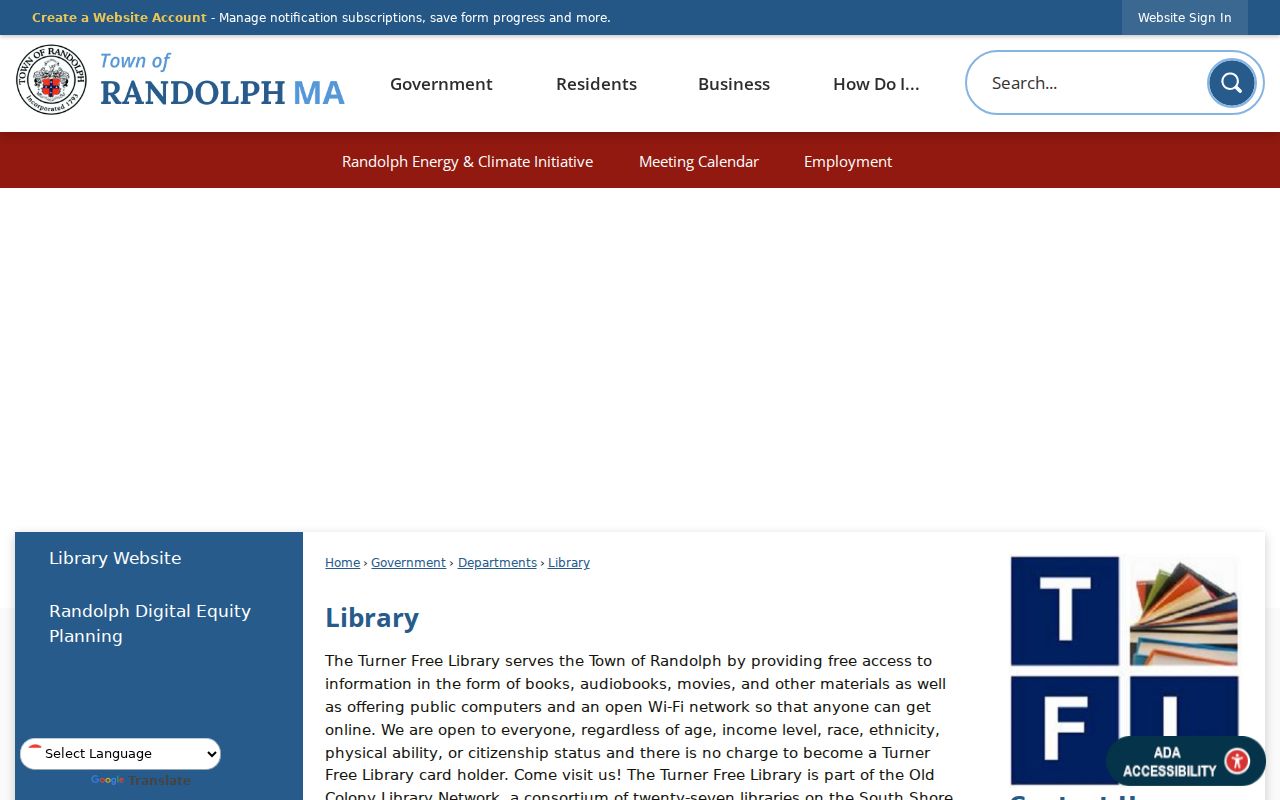 Randolph city directory collection access through the Town of Randolph library page