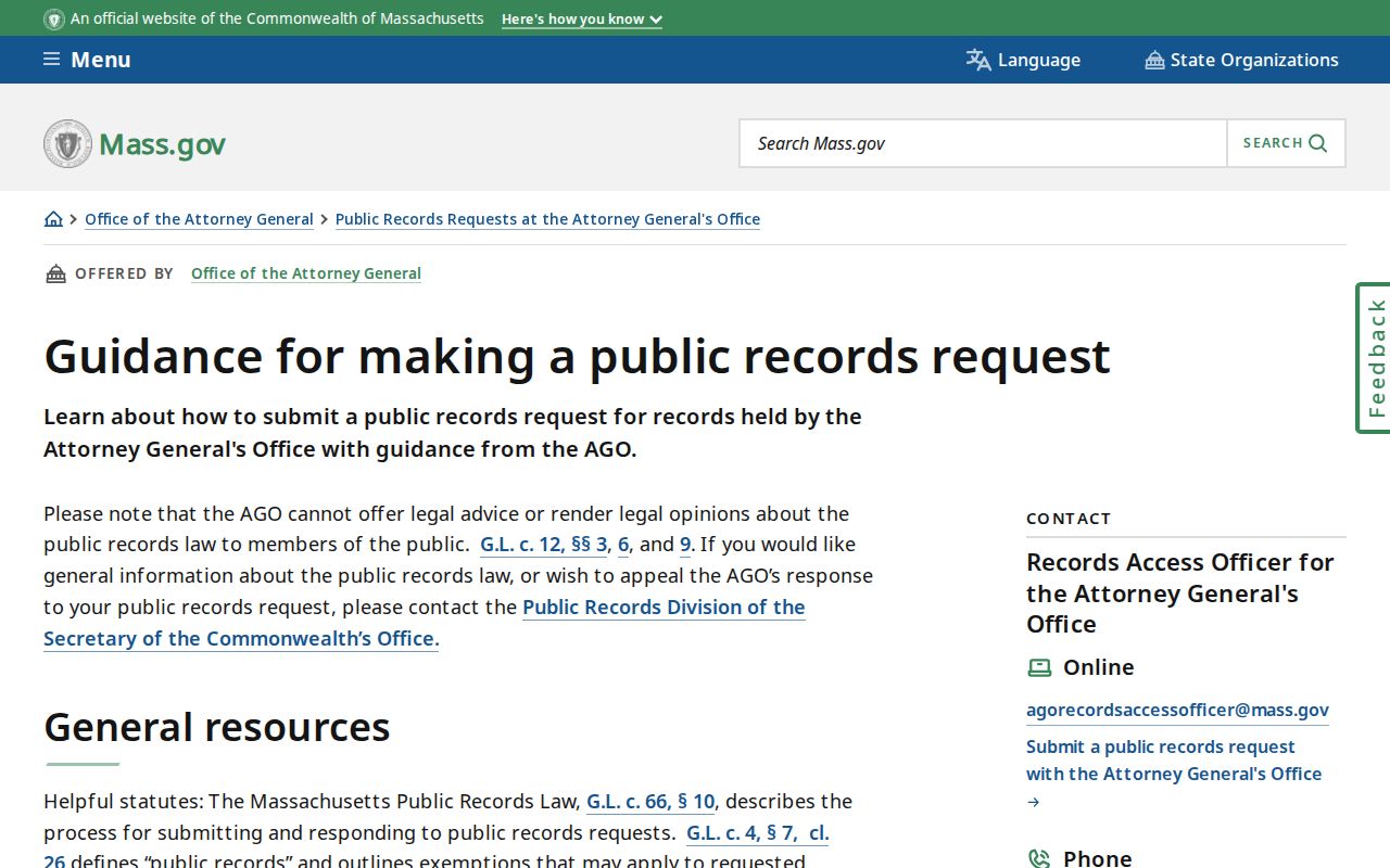 Randolph residents directory Massachusetts public-records request guidance
