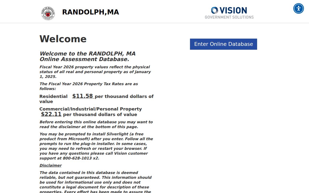 Randolph residents directory assessment database for property owner research