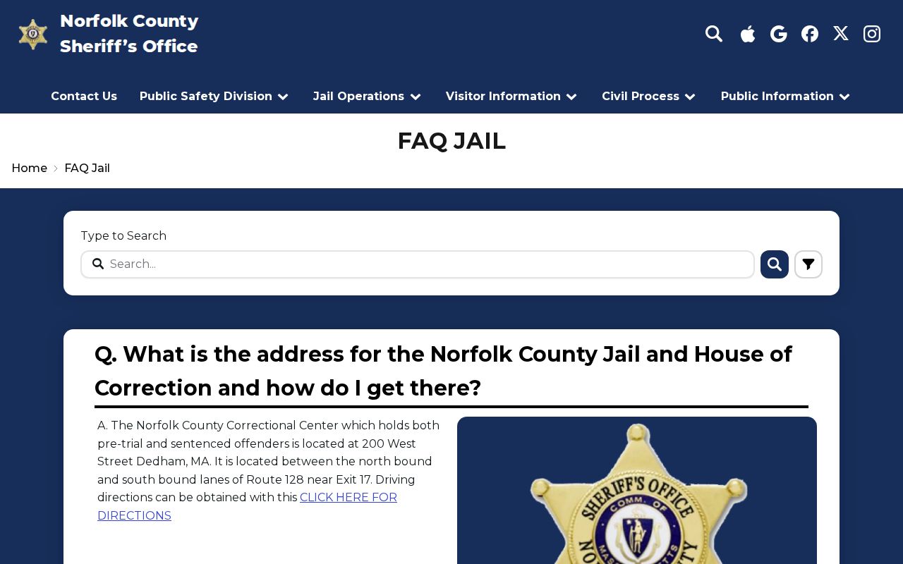 Randolph neighbors Norfolk Sheriff official custody contact information and public-record limits