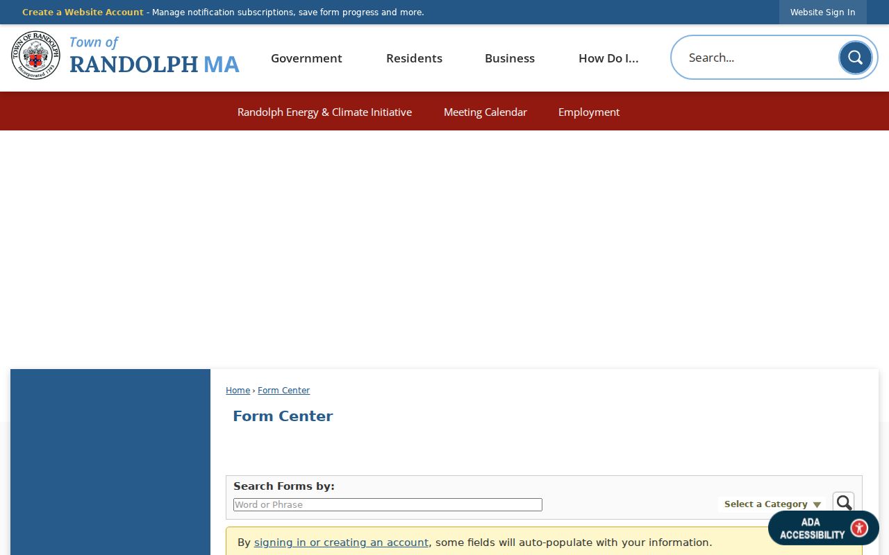 Randolph neighbors municipal Form Center for public requests and local contact routes