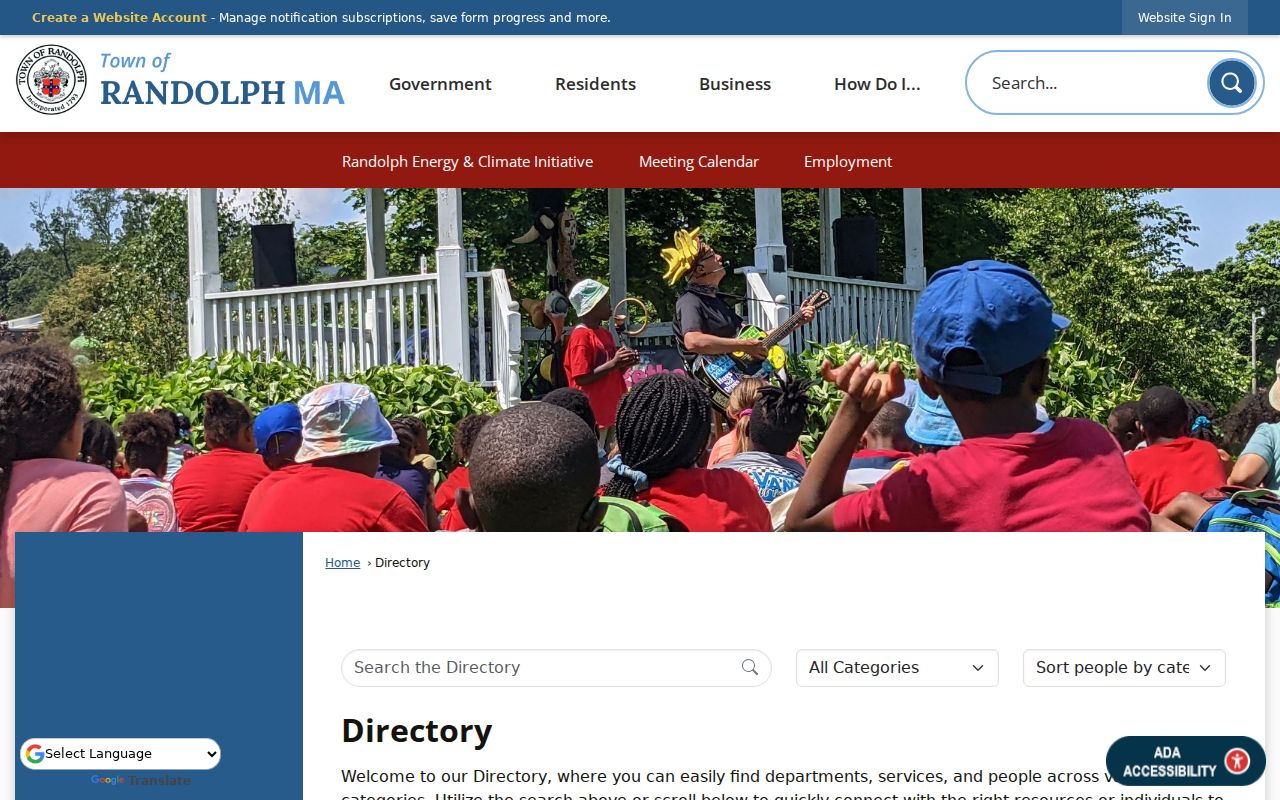Randolph neighbors official staff and department directory for civic and public-record contacts