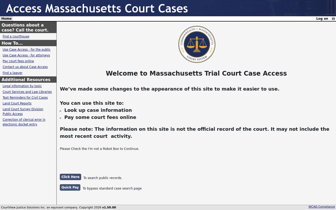 Randolph resident lookup source at Massachusetts Trial Court public case access