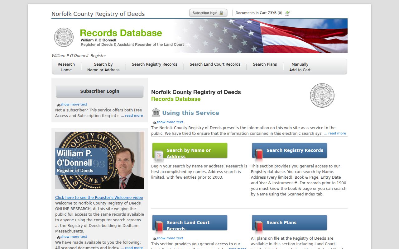 Randolph street directory Norfolk land-record search for deeds by party, town, date, address, and book or page